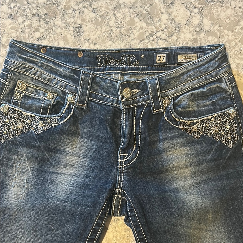 Miss Me Dark Blue Embellished Jeans
